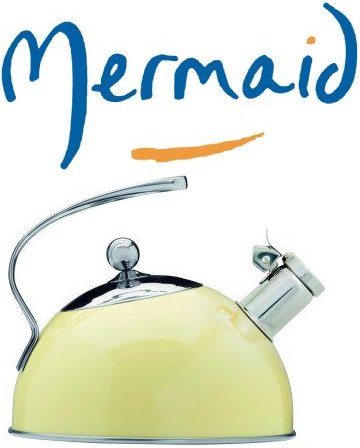 Mermaid Cookware Stove Top Whistling Kettle Cream