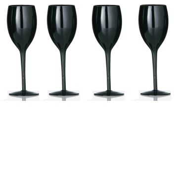 Set Of Four Black Wine Glasses